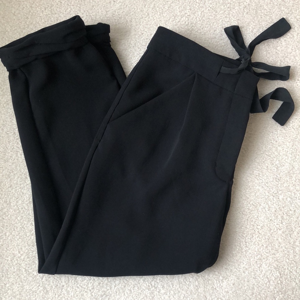 Aritzia Wilfred Allant Crop Pants - Tie Waist, Black, Size 2 (fit like Lulu 6)
